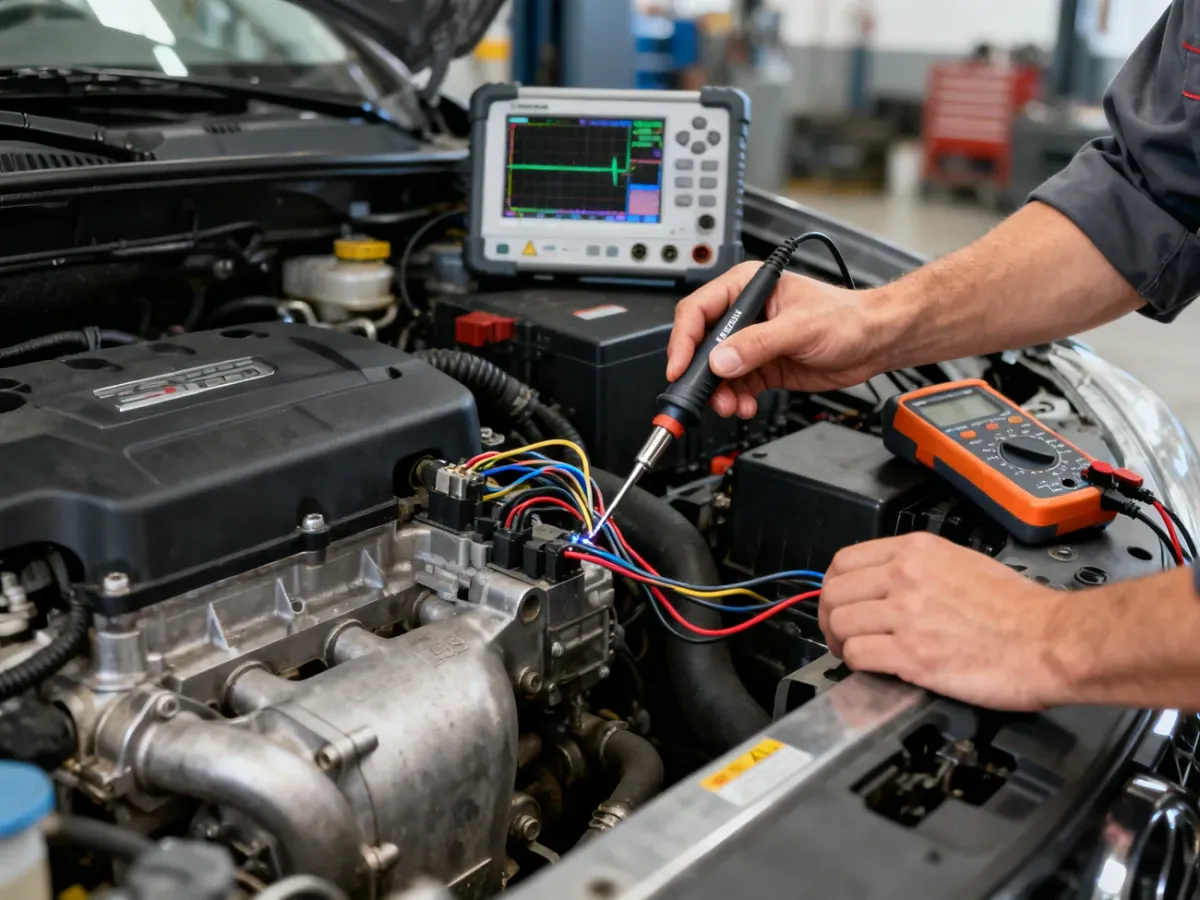 Mechanik sprawdzający sygnał czujnika CMP i instalację elektryczną silnika