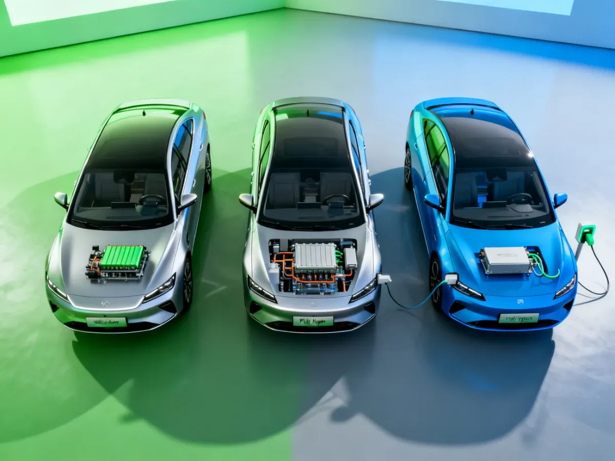 Porównanie samochodów MHEV, HEV i PHEV z różnymi układami napędowymi